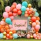 Pastel Balloon Garland Kit – Coral Pink, Teal Blue, Light Green, Orange, and Gold Metallic Double-Stuffed Latex Balloons for Tropical Hawaiian Luau, Birthday, Baby Shower, and Party Decorations